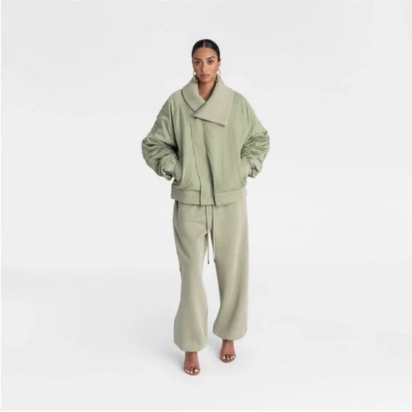 KBB by KAHLANA x Target Women's The Shawl Collar Jacket Olive Green L Large - Picture 3 of 3